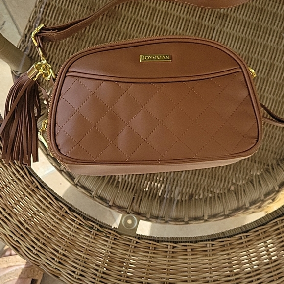 Joy & Iman cognac leather crossbody bag - Picture 3 of 14